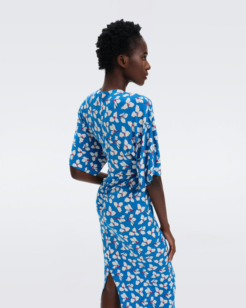 DVF Valerie Matte Jersey Maxi Dress  in Graphic Flower Signature Blue