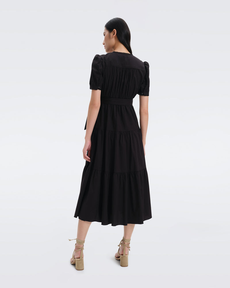 DVF Frankie Cotton Maxi Dress in Black