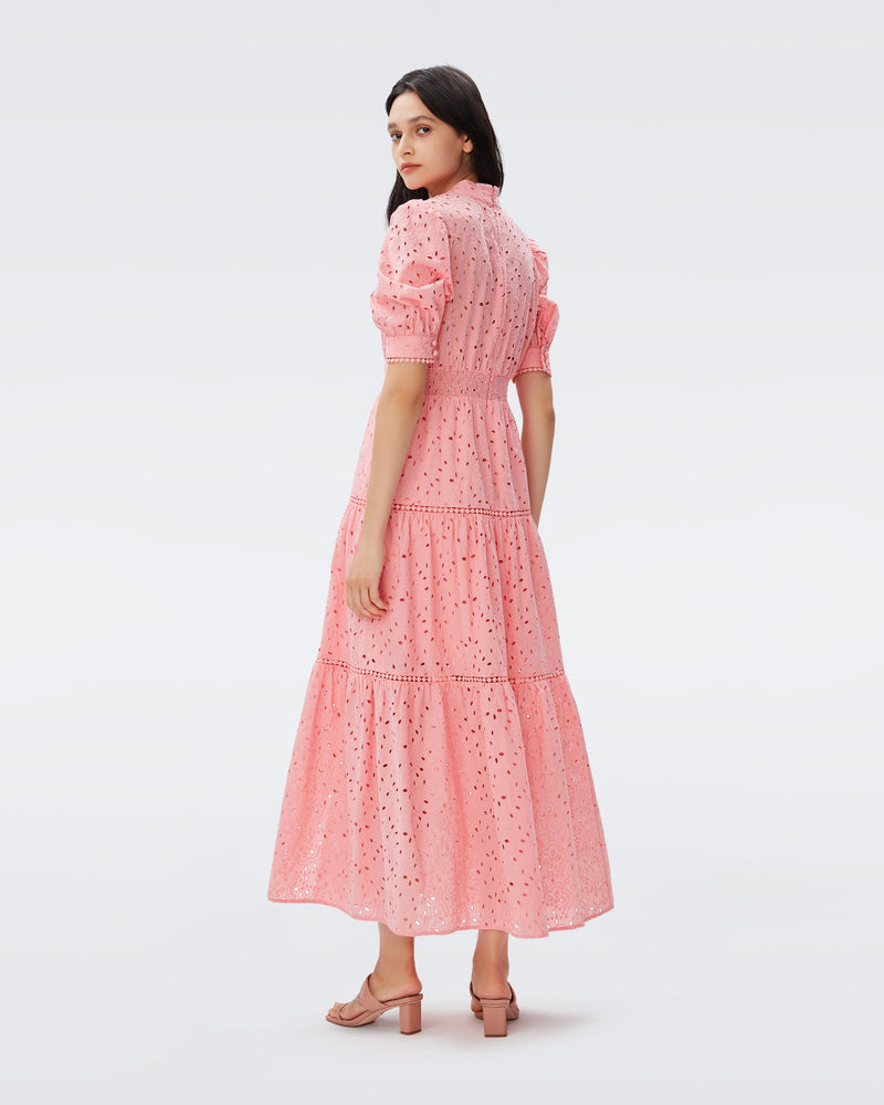DVF olivier cotton maxi dress in soft pink