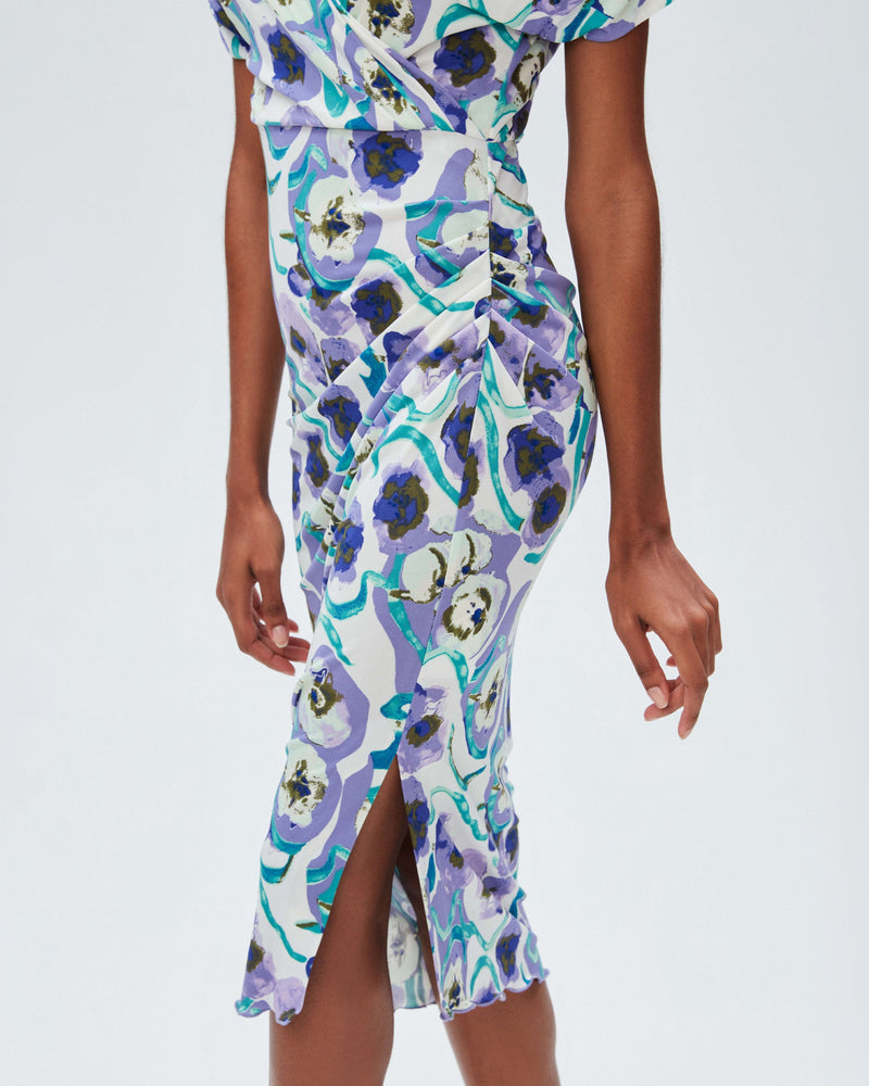 dvf havana dress in watercolor blossom med purple