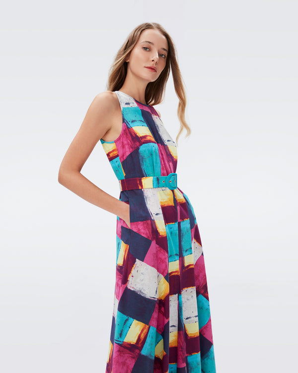 DVF elliot maxi dress in painted plaid