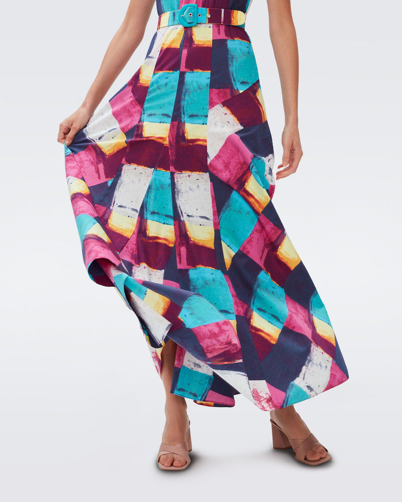 DVF elliot maxi dress in painted plaid