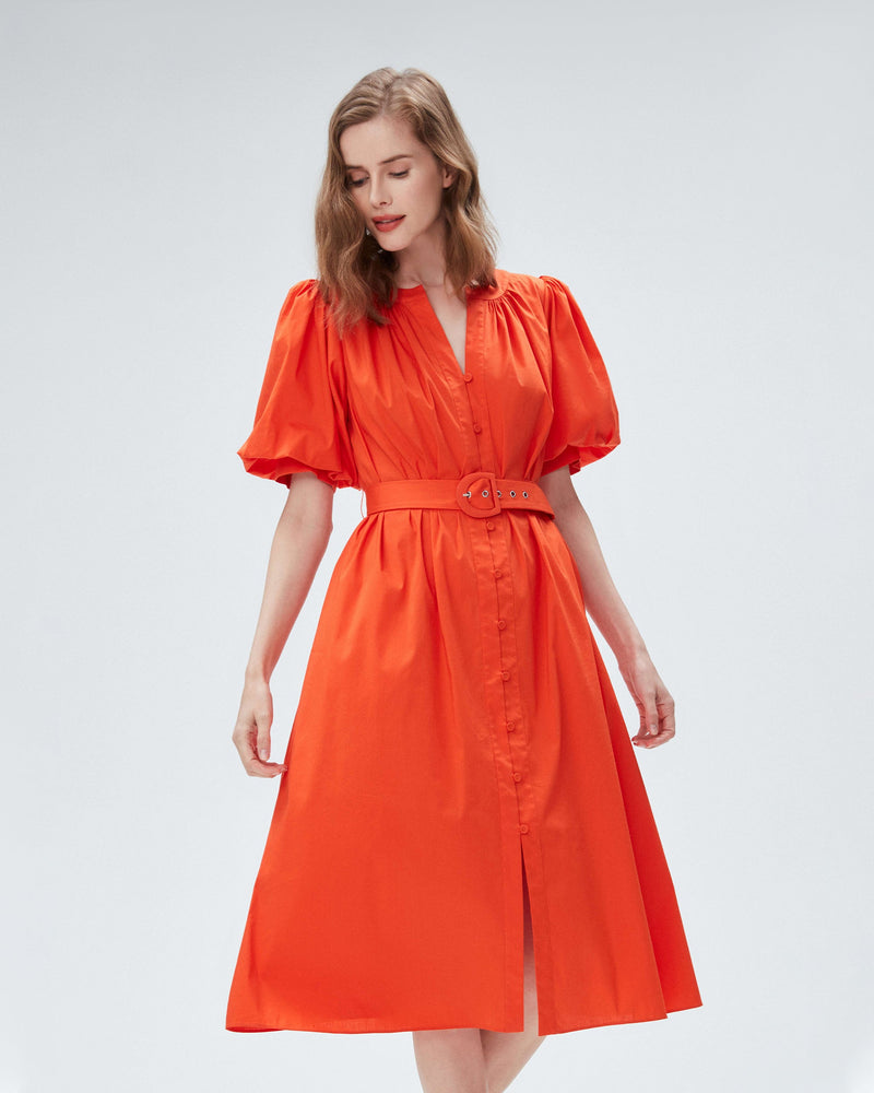 dvf laena dress in burnout orange