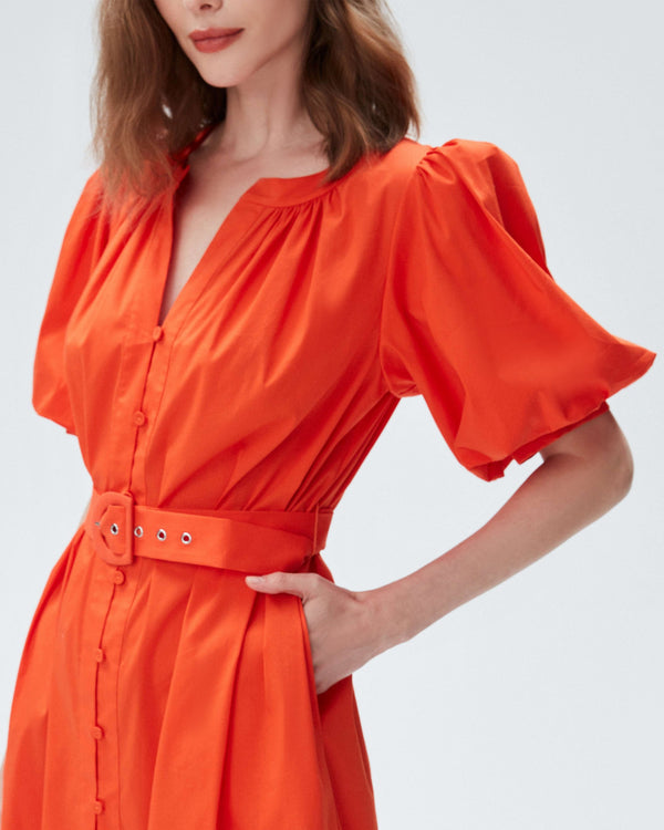 dvf laena dress in burnout orange