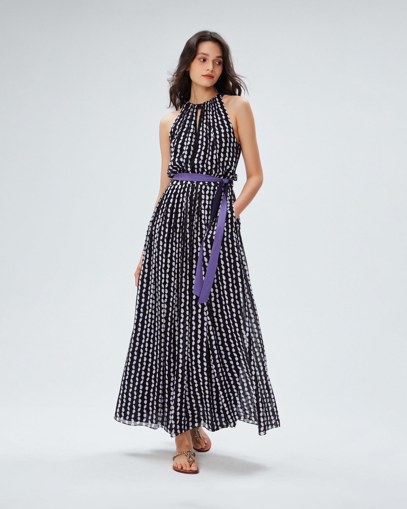 dvf miriam dress in shibori dot sm black