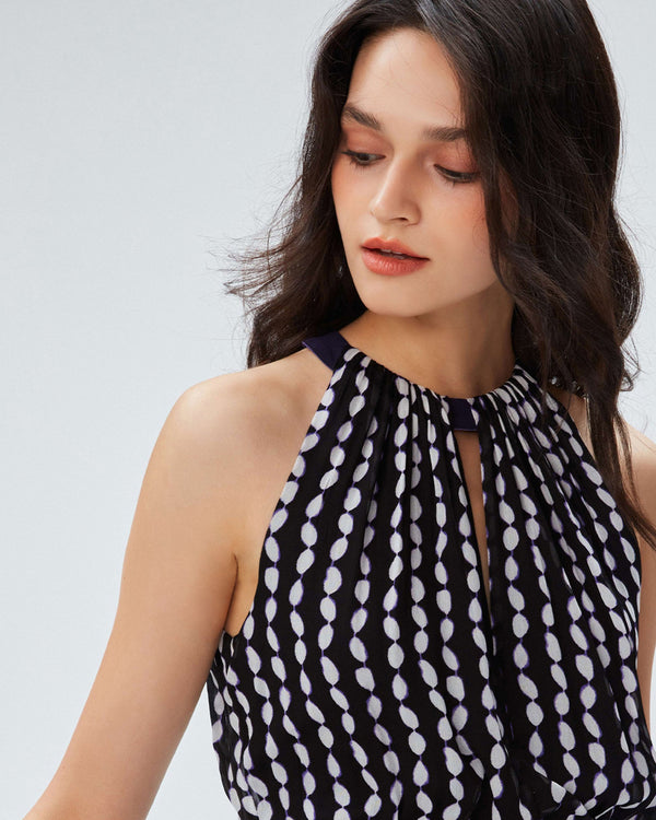 dvf miriam dress in shibori dot sm black