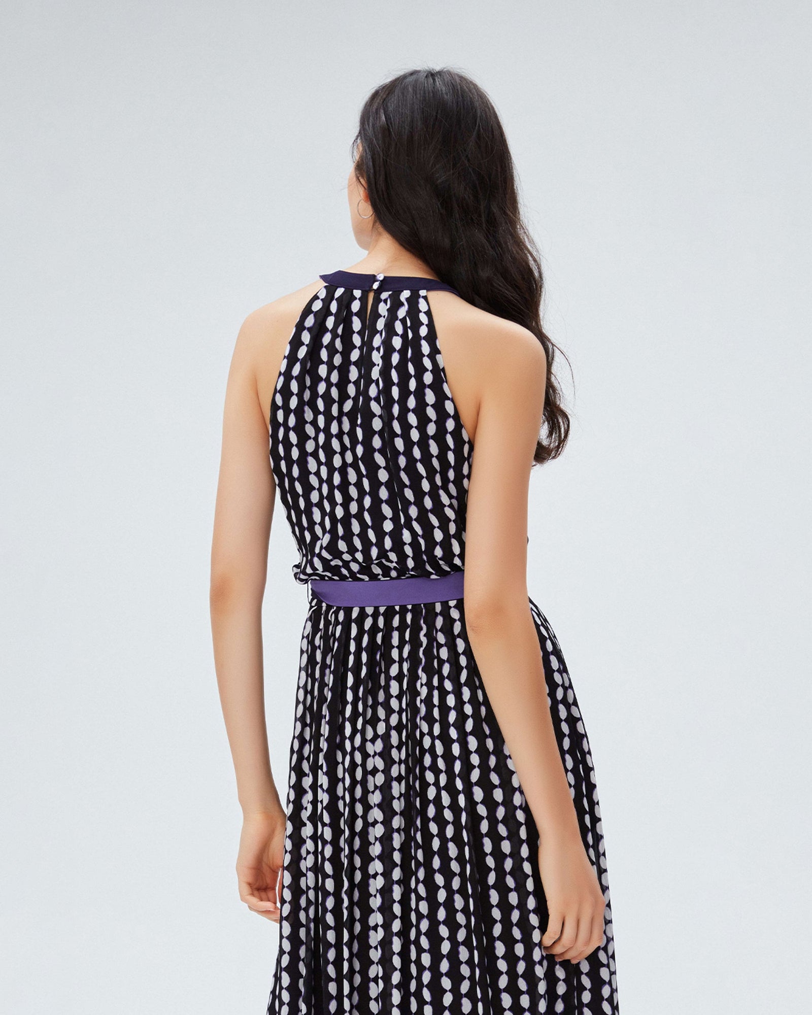 dvf miriam dress in shibori dot sm black