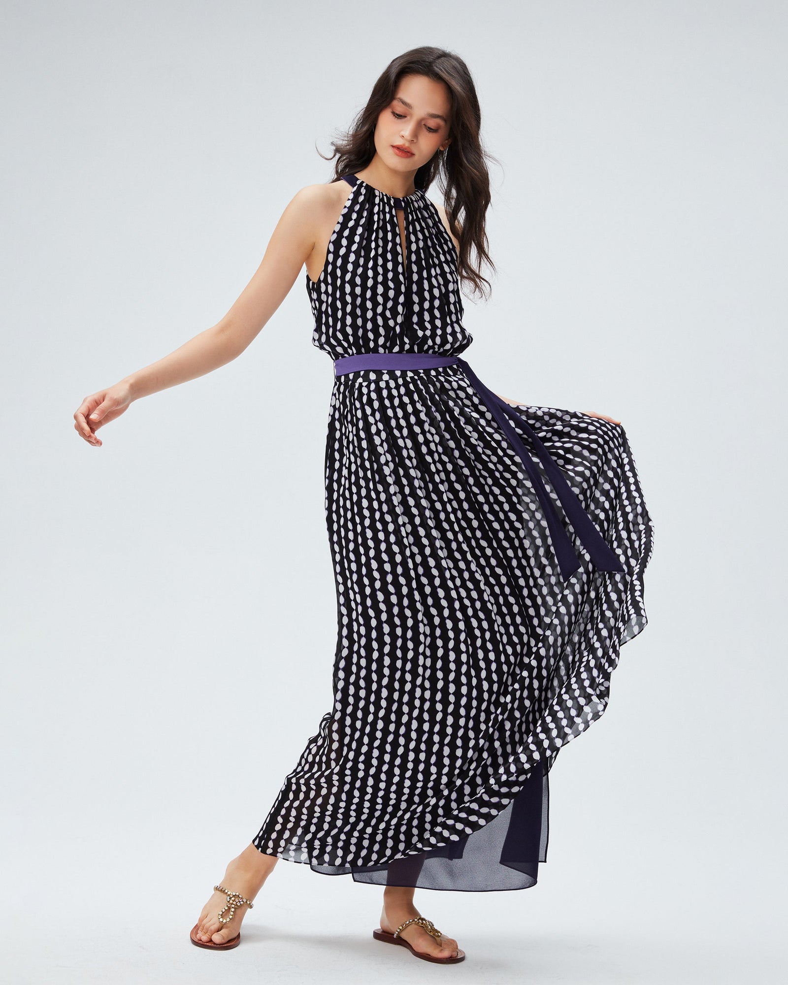 dvf miriam dress in shibori dot sm black