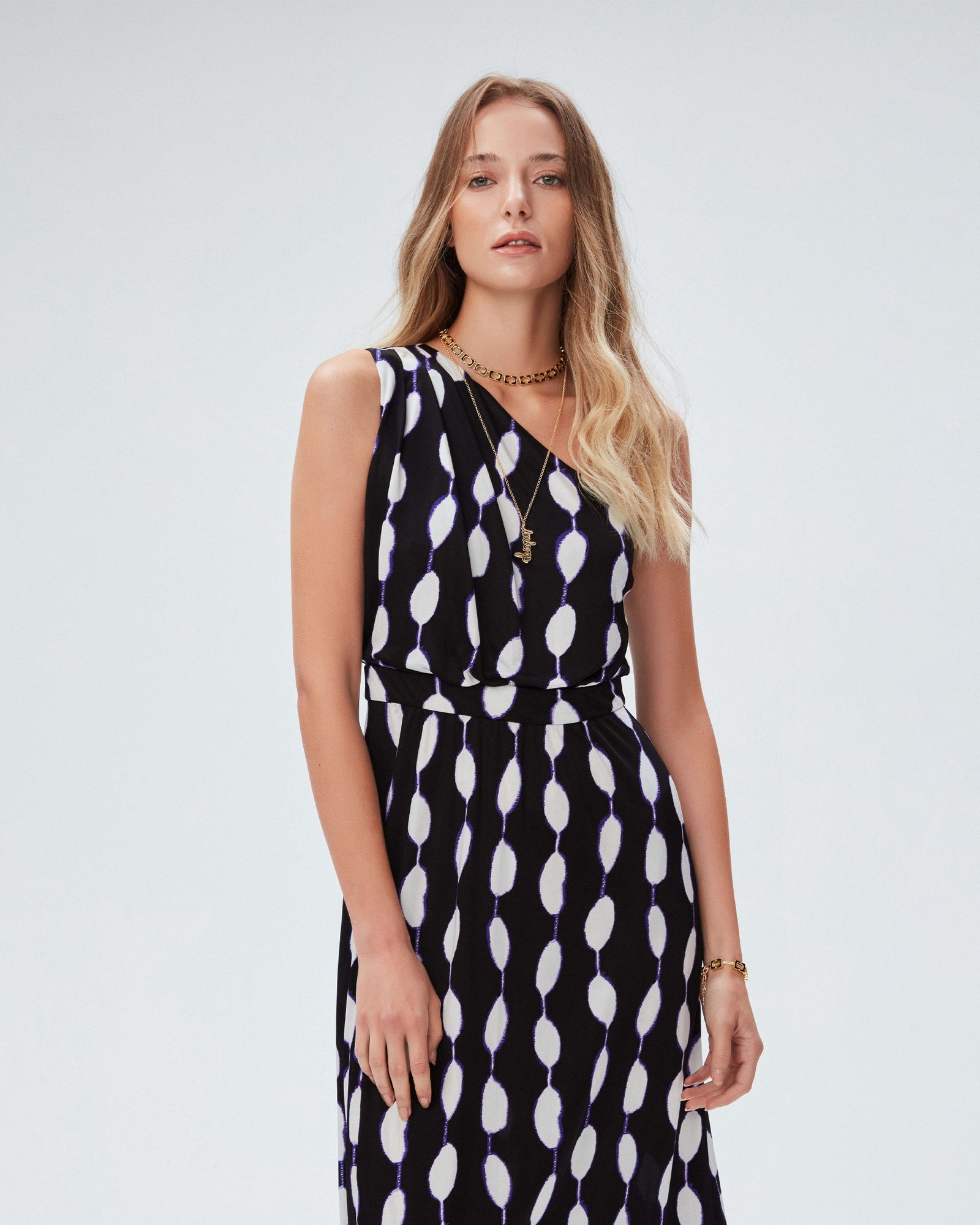 dvf kiera dress in shibori dot lg black