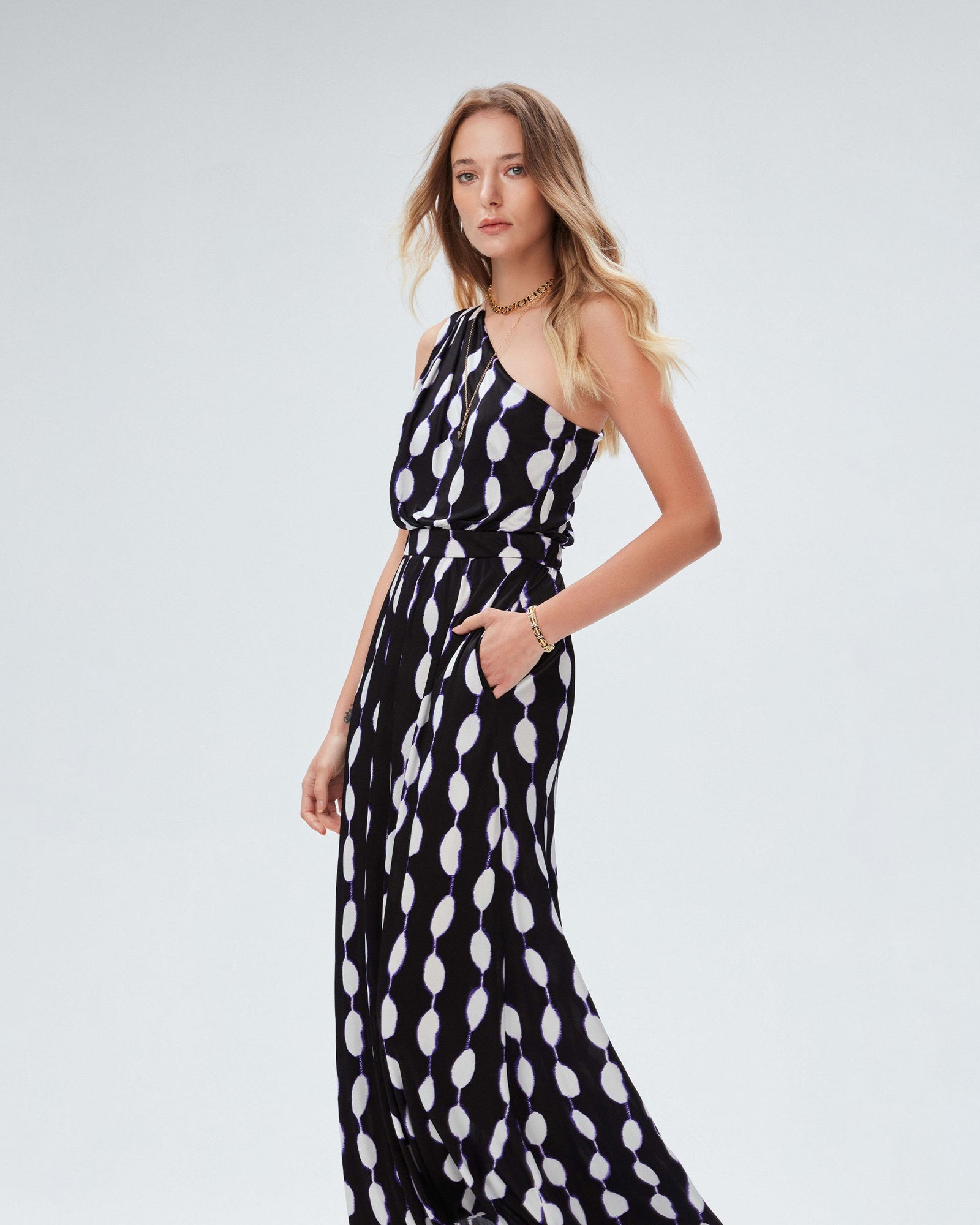 dvf kiera dress in shibori dot lg black