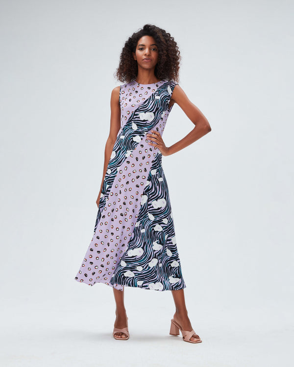 dvf sunniva dress in ocean tide och paint dots och