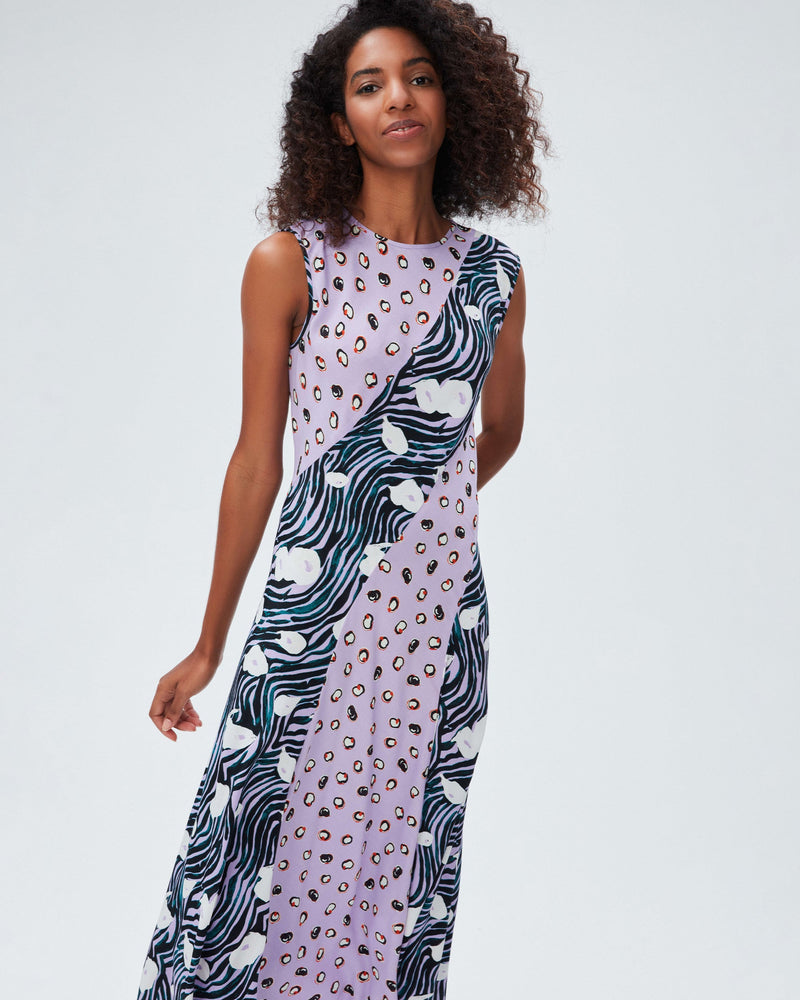 dvf sunniva dress in ocean tide och paint dots och