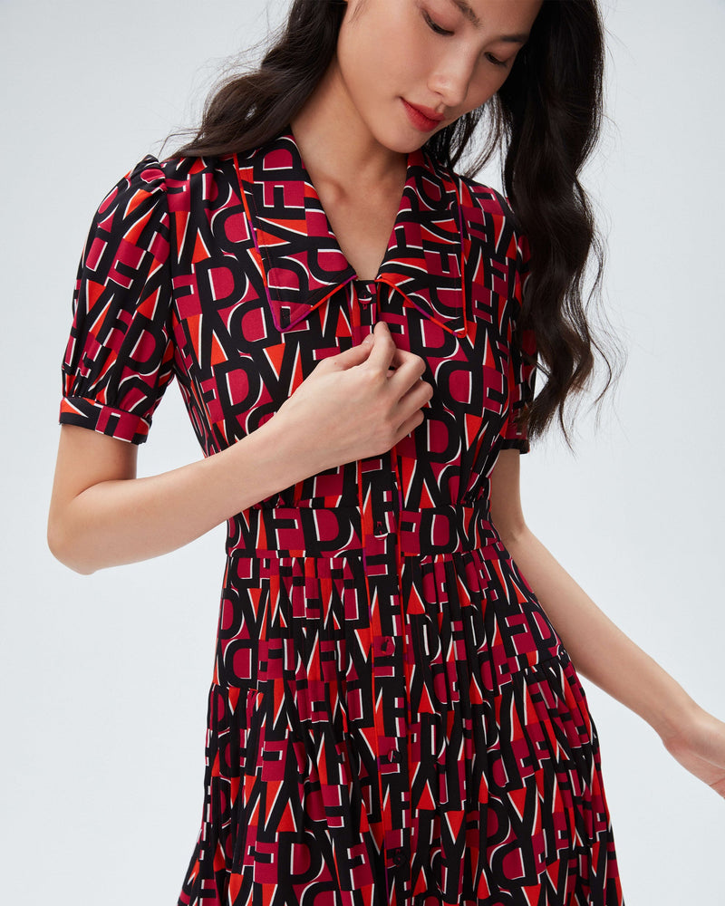 dvf darius dress in dvf stamp med shocking beet