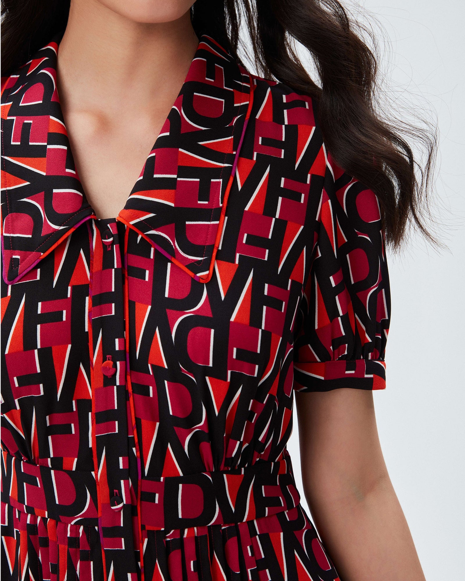 dvf darius dress in dvf stamp med shocking beet