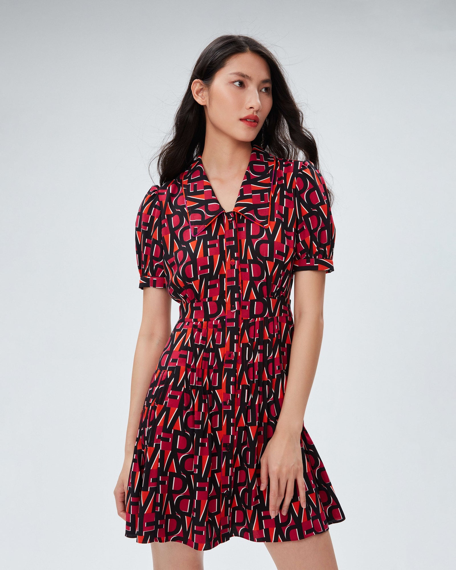 dvf darius dress in dvf stamp med shocking beet
