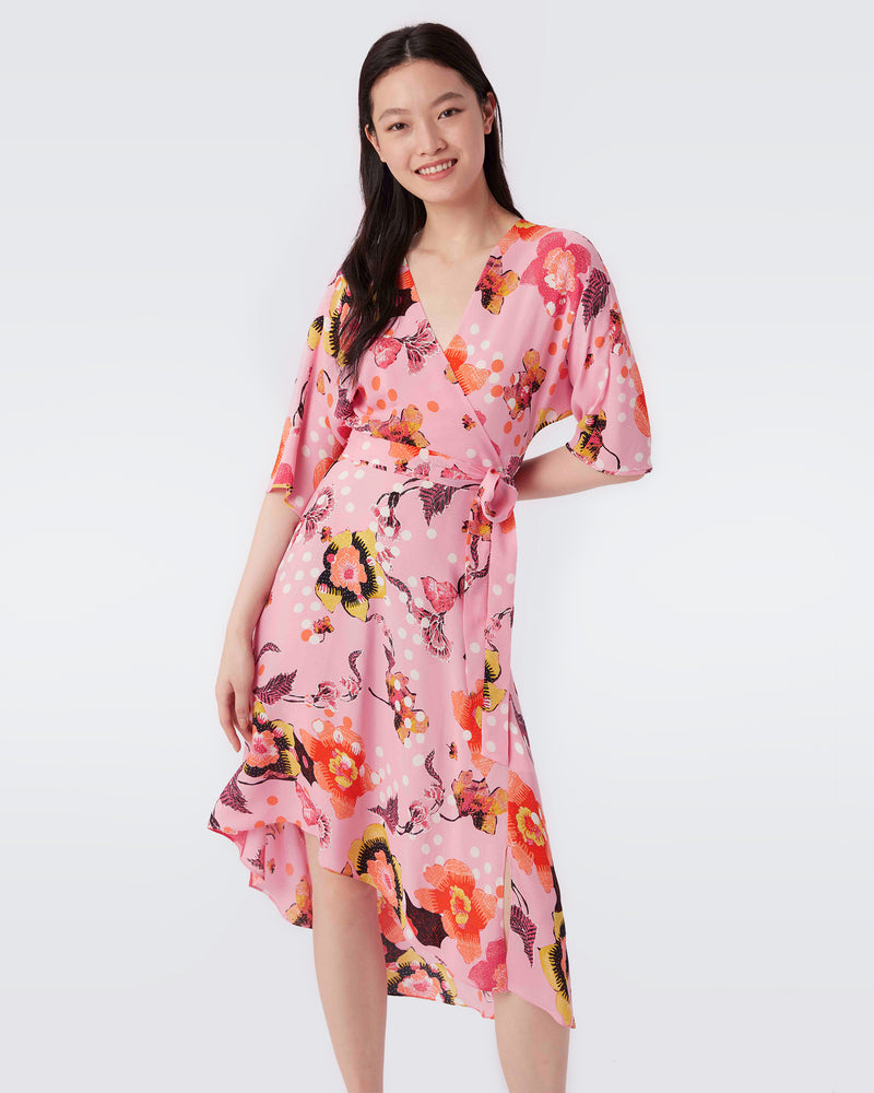 Eloise Asymmetrical Faux-Wrap Dress