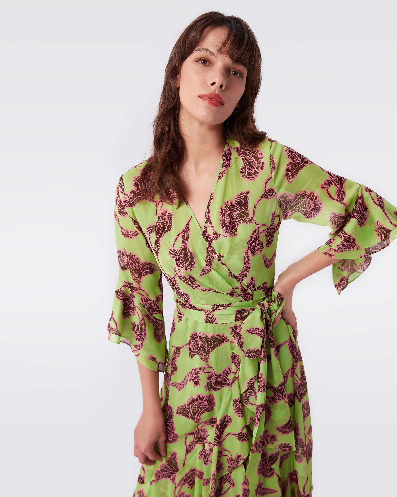 Jean Chiffon Wrap Dress