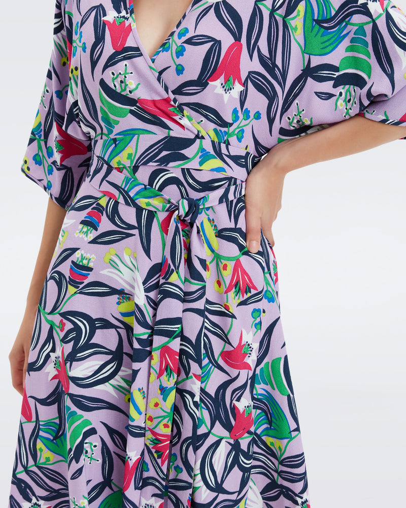DVF Eloise Crepe Midi Dress in Fantasia Floral Orchid