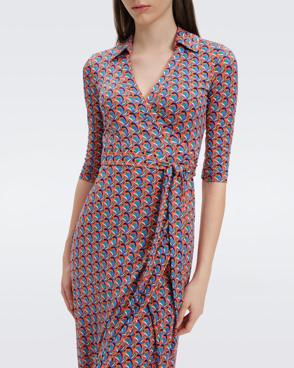 DVF Abigail Midi Wrap Dress in Fleurgeo Coral Reef