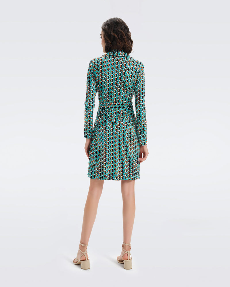 DVF Jeanne Two Wrap Dress in Fleurgeo Summer Turquoise