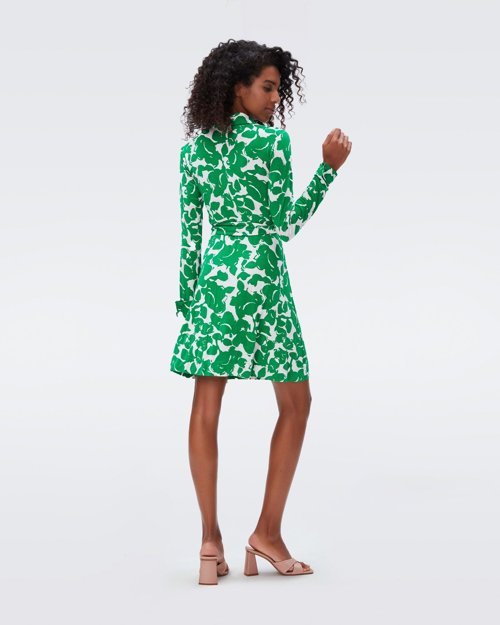 DVF didi wrap dress in flora nocturna green
