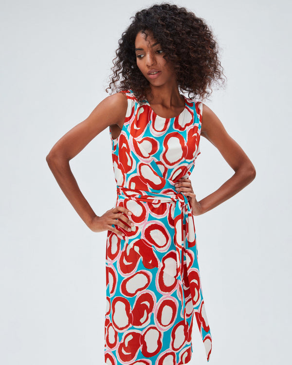 dvf emina dress in abstract dot lg turquoise