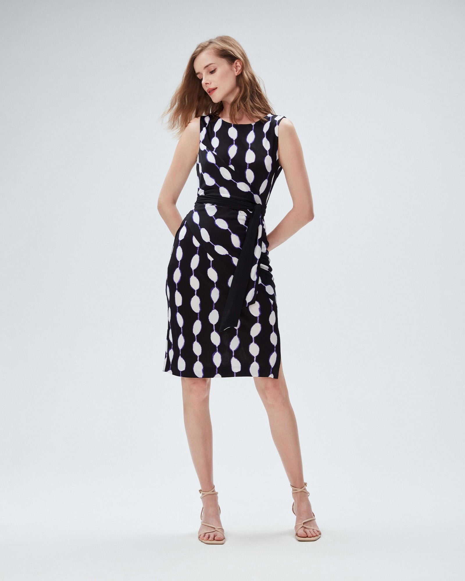 dvf emina dress in shibori dot lg black
