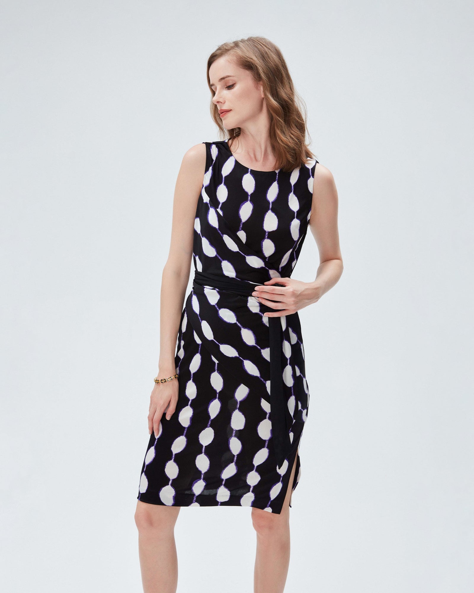 dvf emina dress in shibori dot lg black