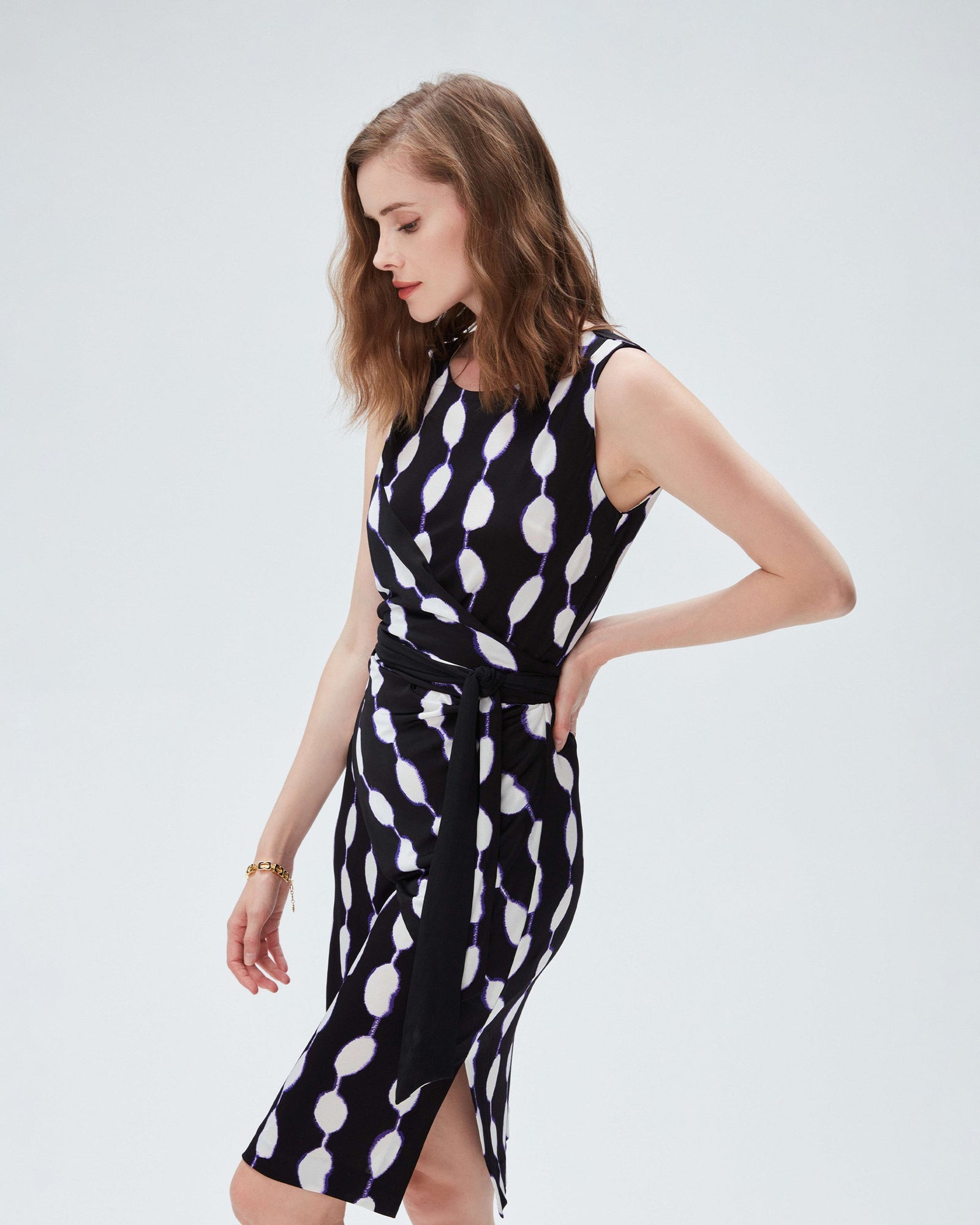 dvf emina dress in shibori dot lg black