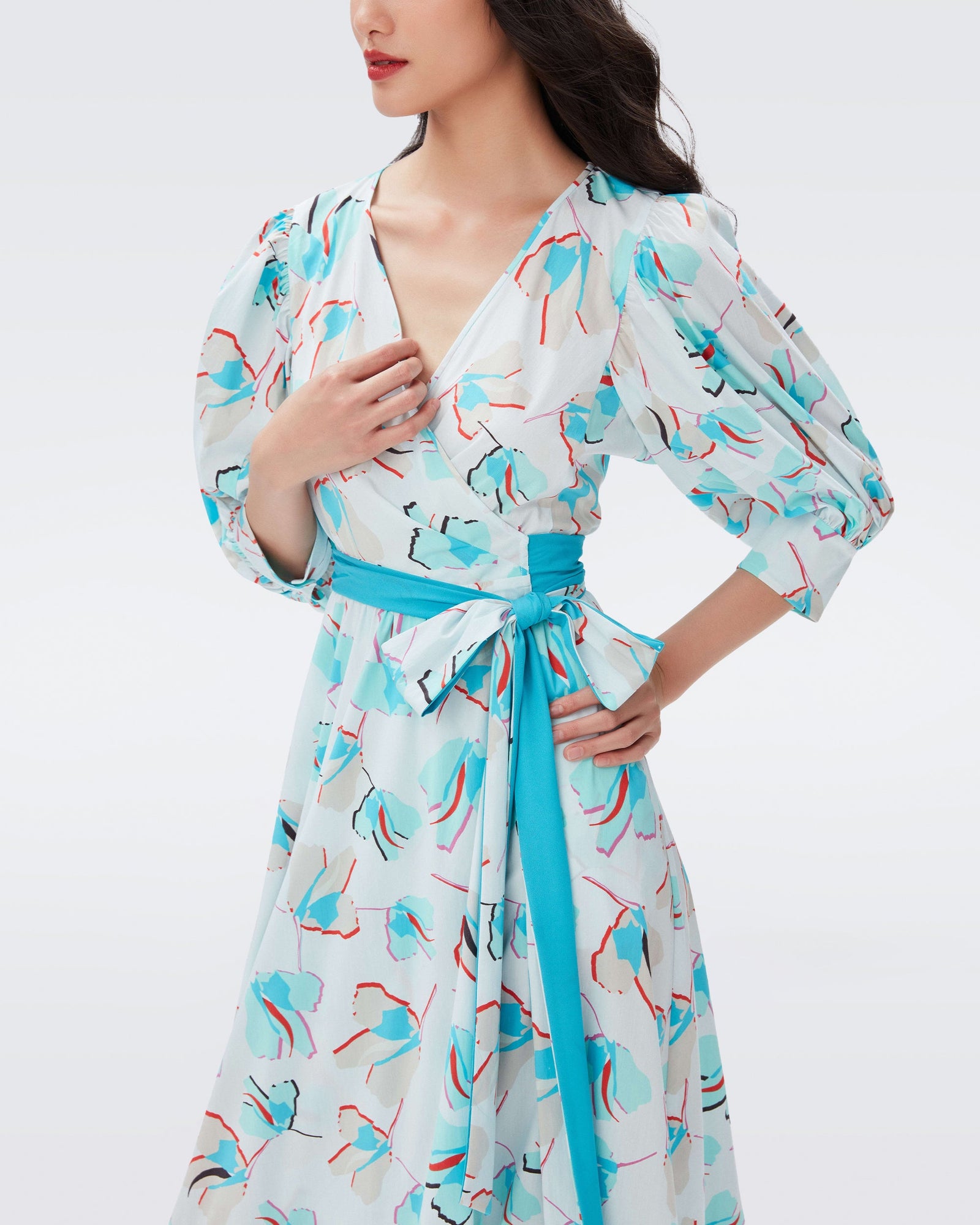 DVF roxanna midi dress in giant paper tulip ivory