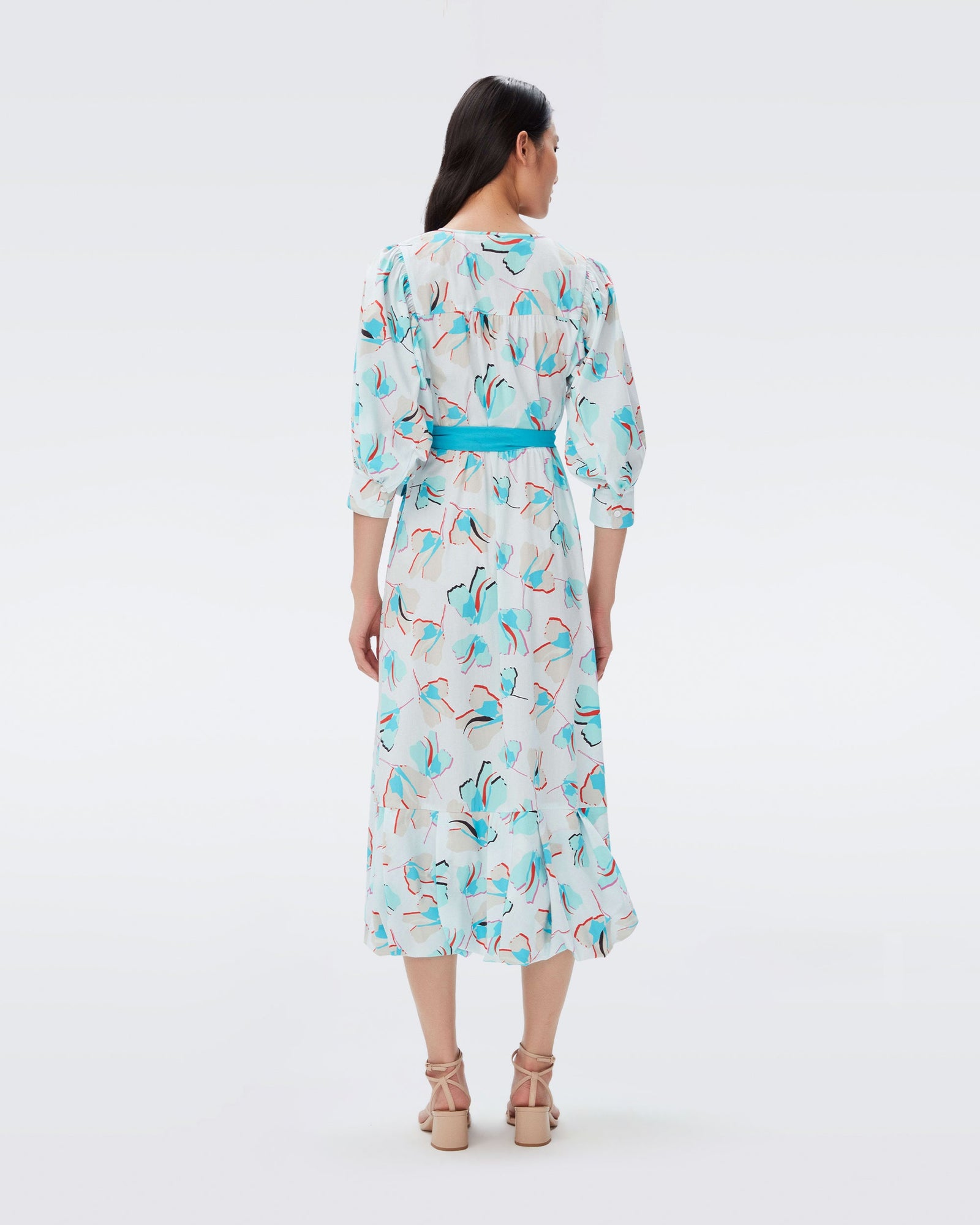 DVF roxanna midi dress in giant paper tulip ivory