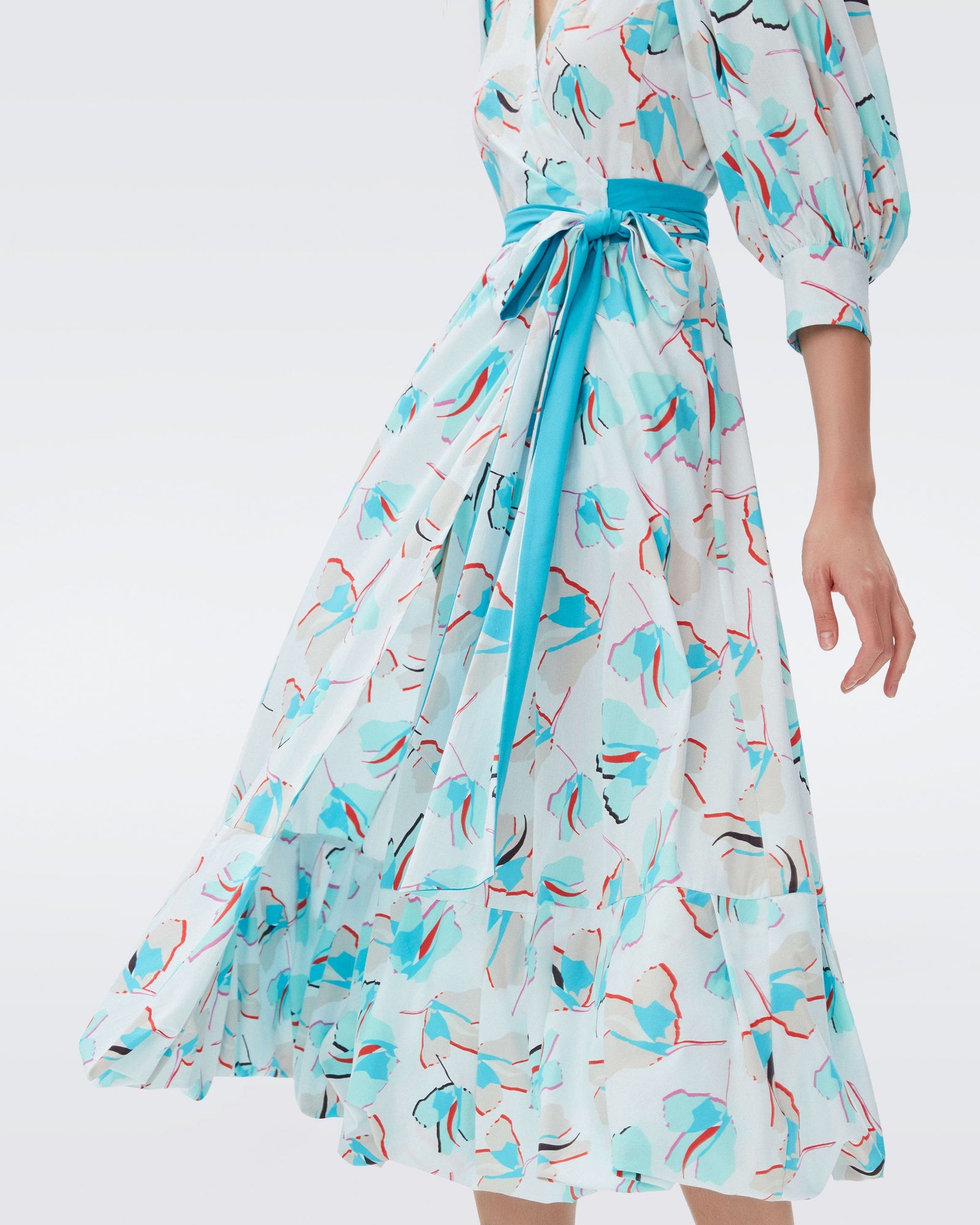 DVF roxanna midi dress in giant paper tulip ivory