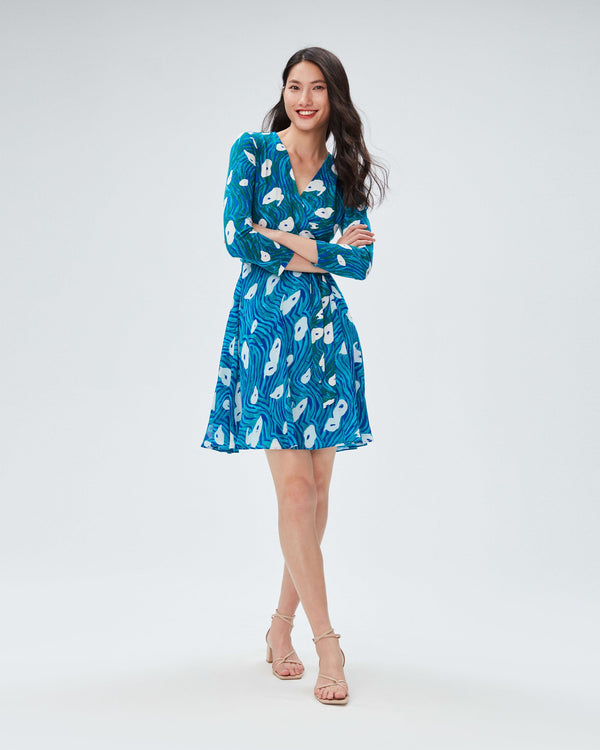 dvf irina dress in ocean tide quetzal green