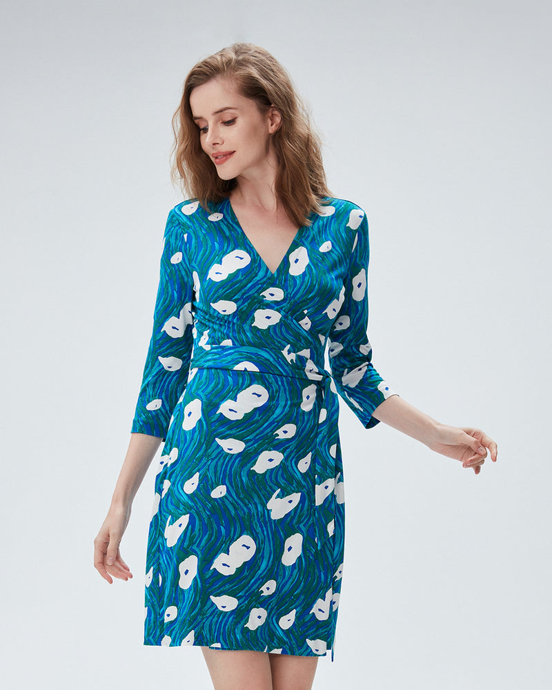 dvf new julian two dress in ocean tide quetzal green