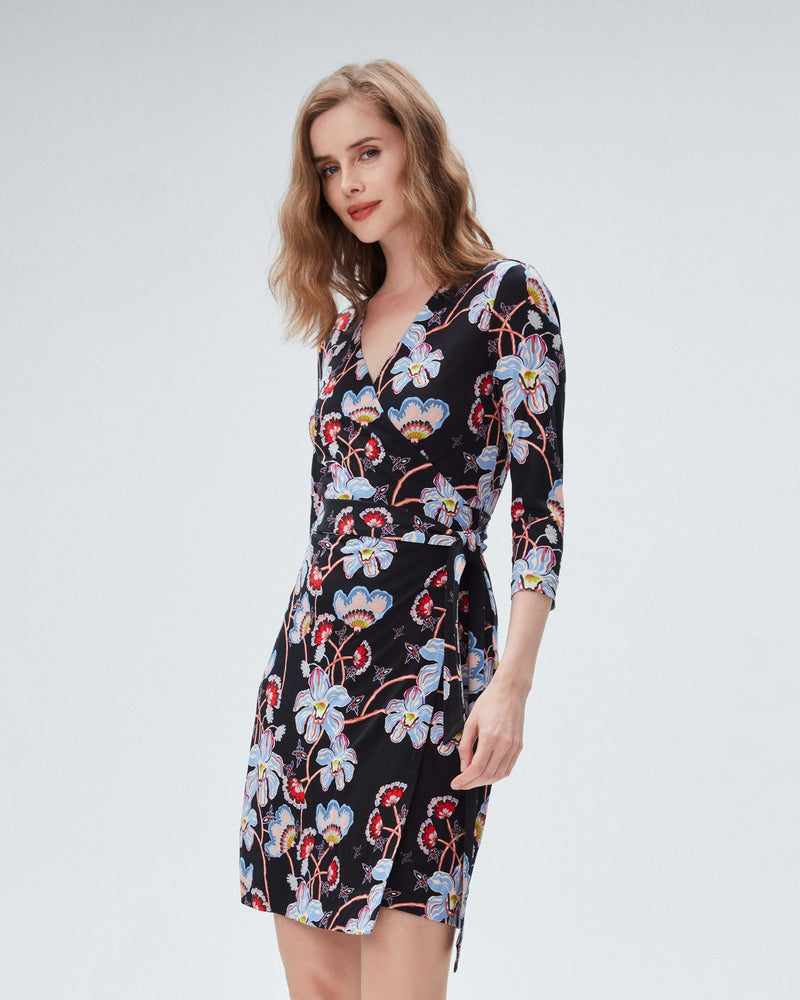 dvf new julian two dress in tiger lily sm black