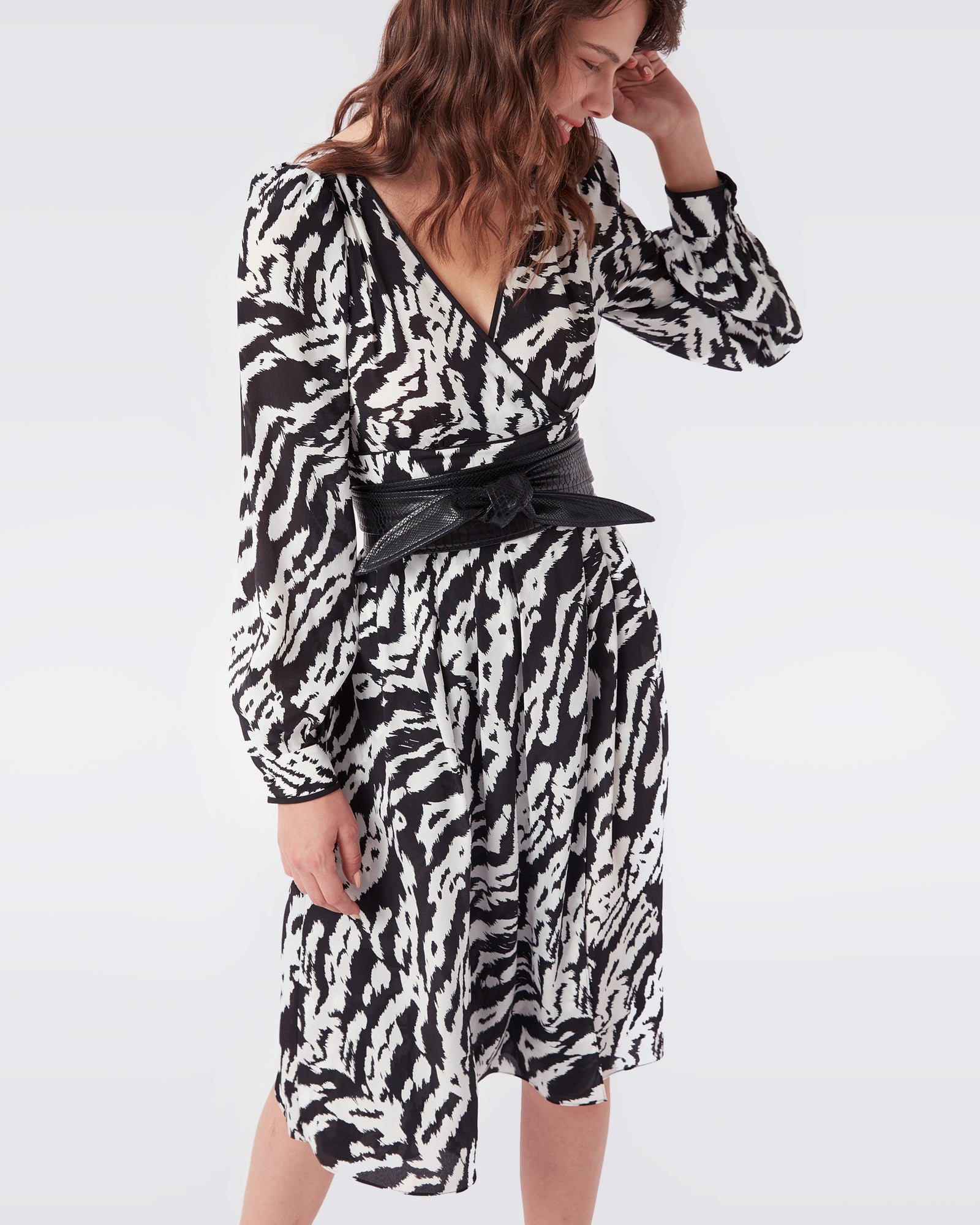 Celestia Soft Crepe Belted Dress