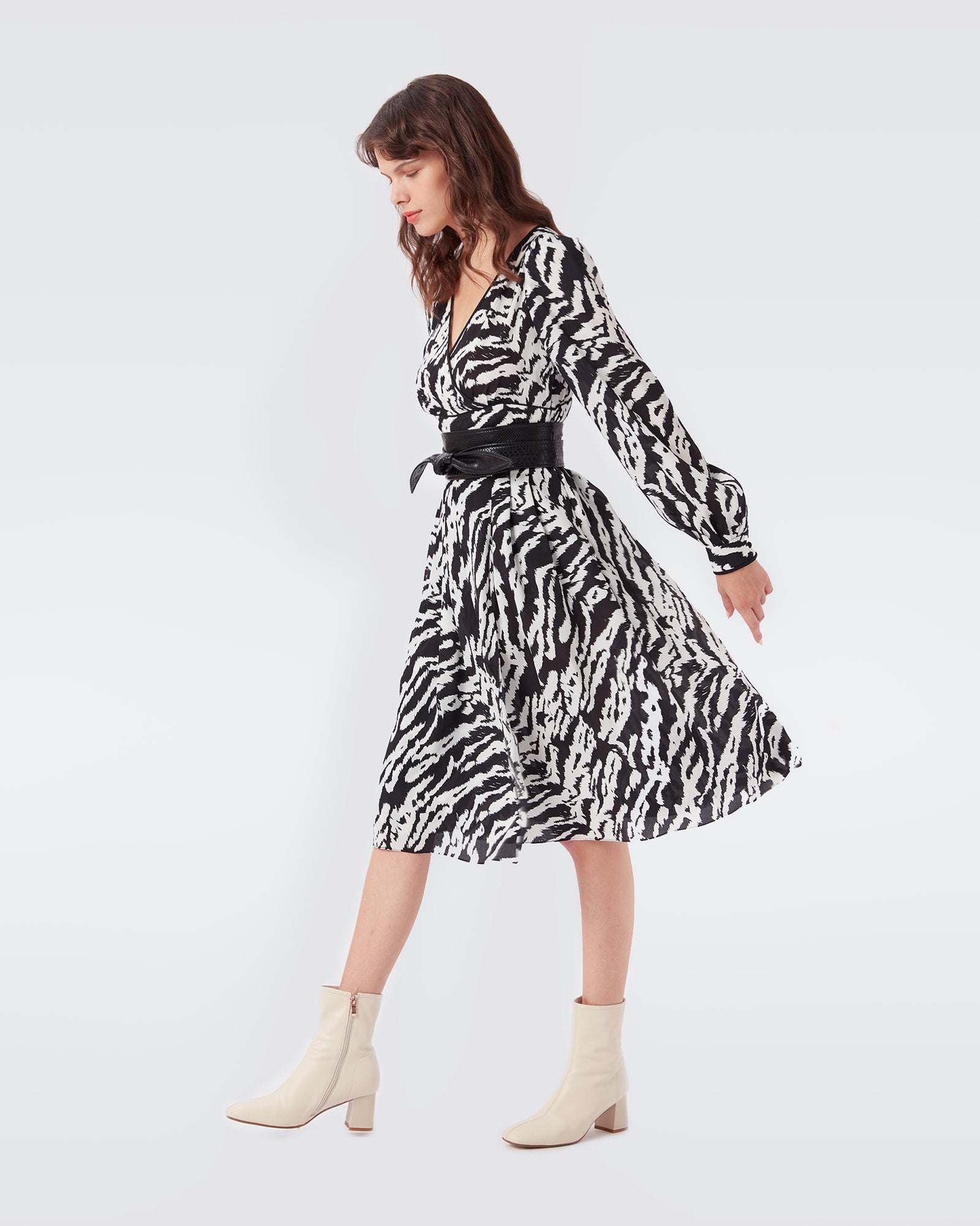 Celestia Soft Crepe Belted Dress