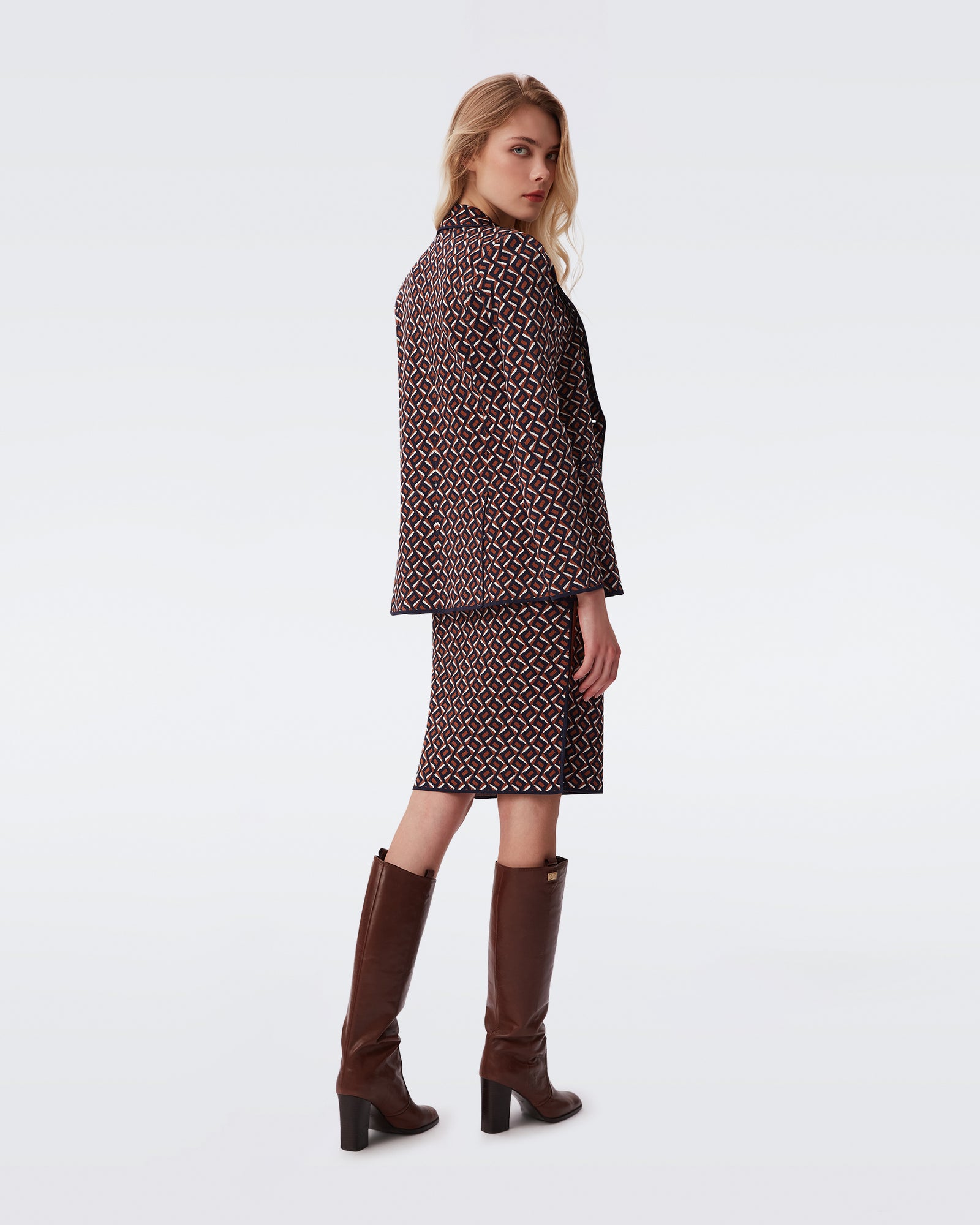 DVF dion jacket in zig zag small camel