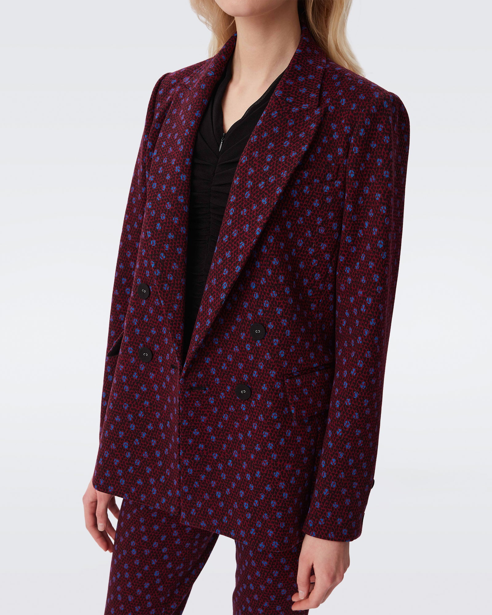 DVF bien jacket in dot snake wine pink