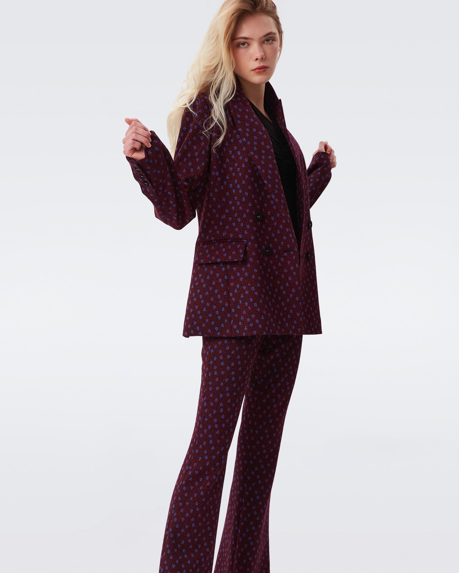 DVF bien jacket in dot snake wine pink