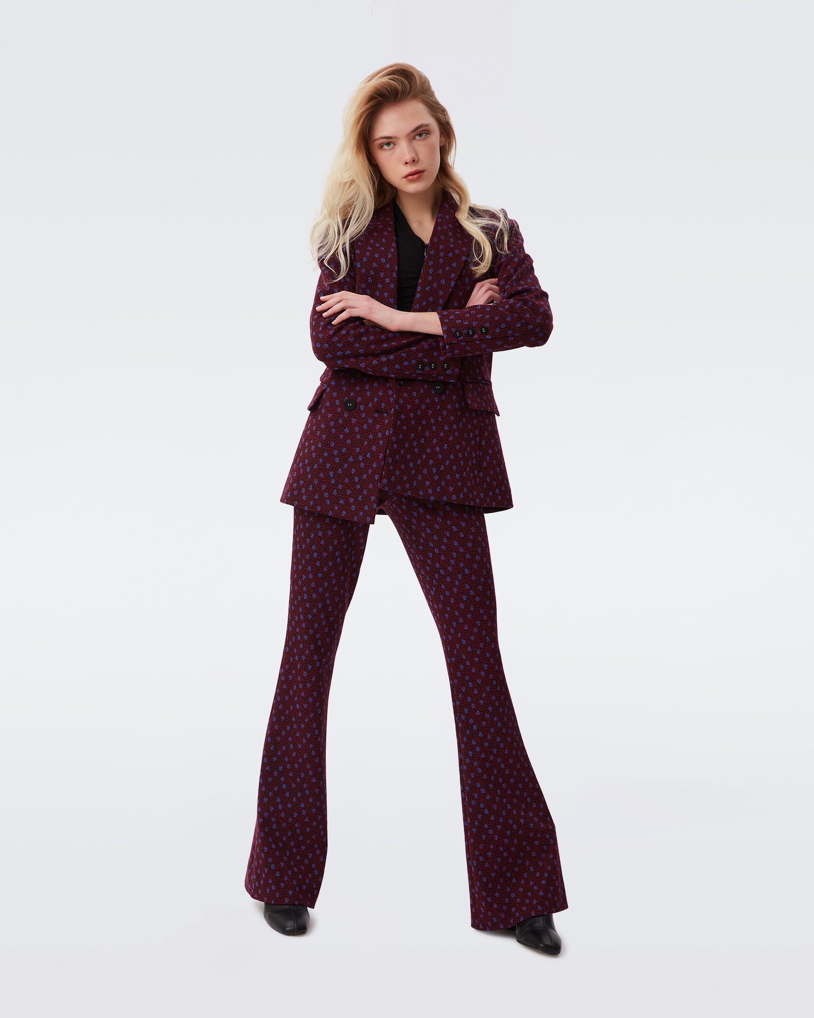 DVF bien jacket in dot snake wine pink