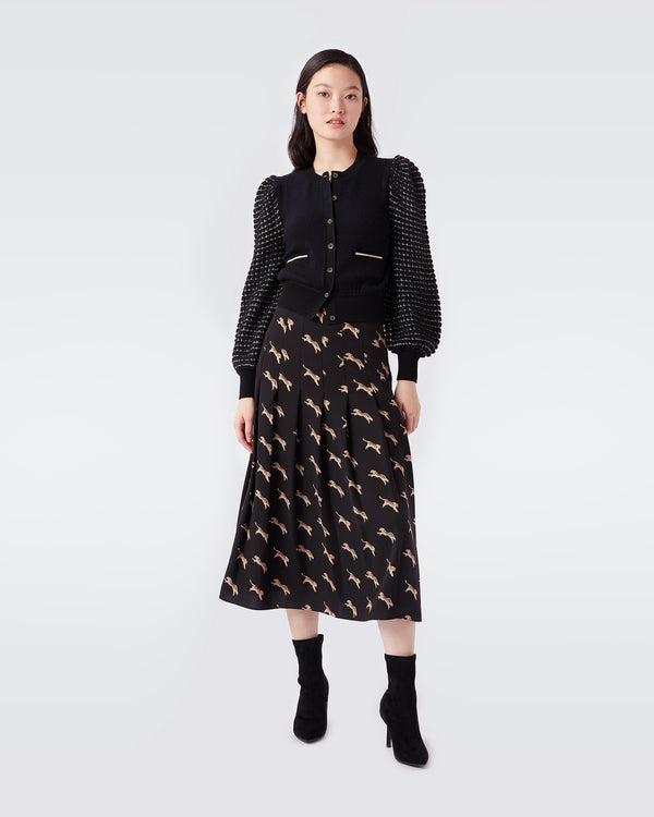 Romello Pleated Midi Skirt In Sprinting Tiger