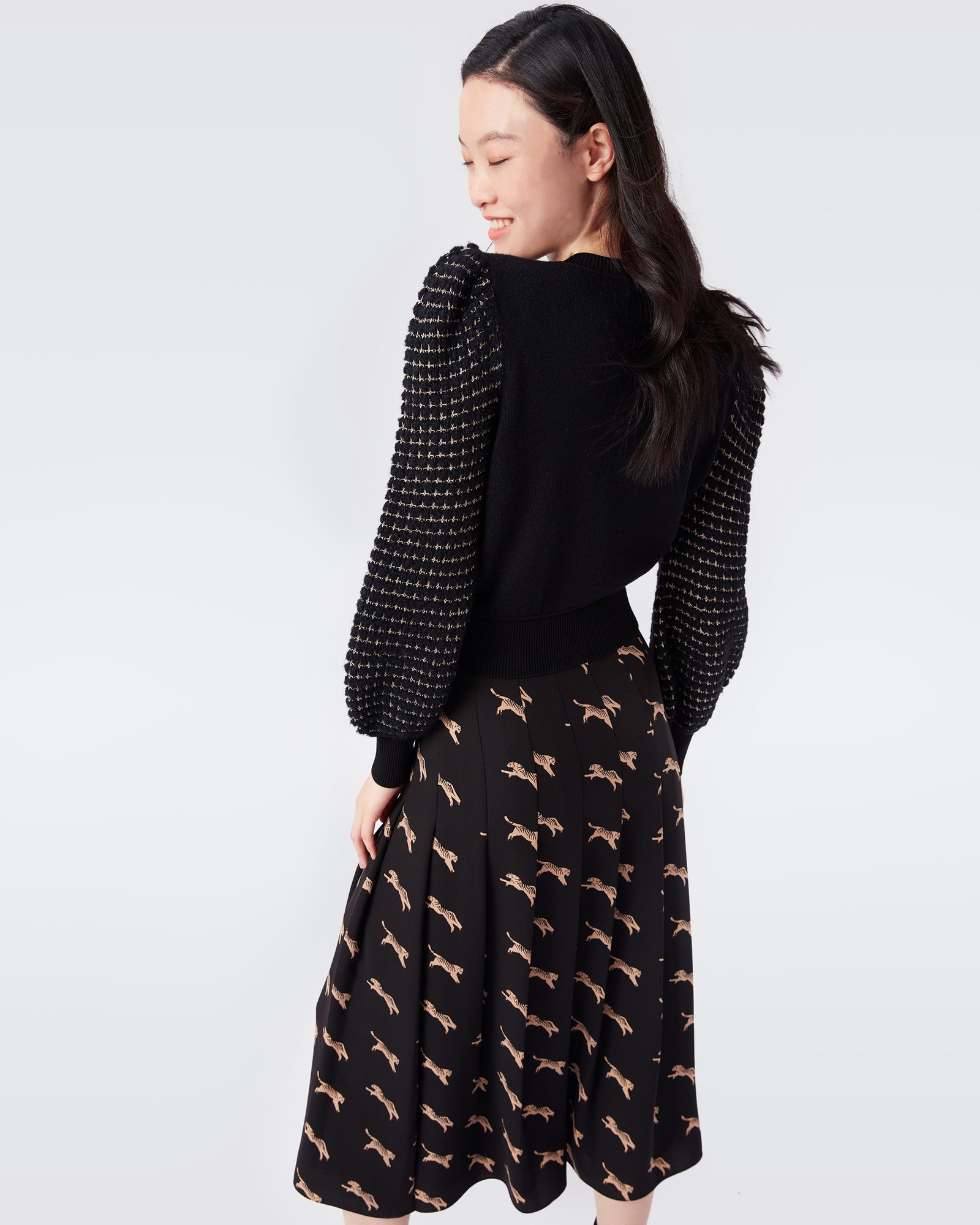 Romello Pleated Midi Skirt In Sprinting Tiger