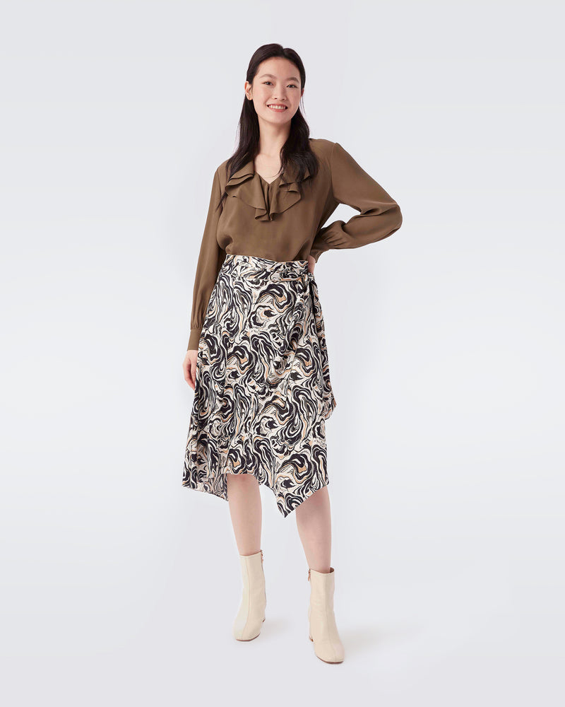 Astoria Jacquard Asymmetrical Wrap Skirt