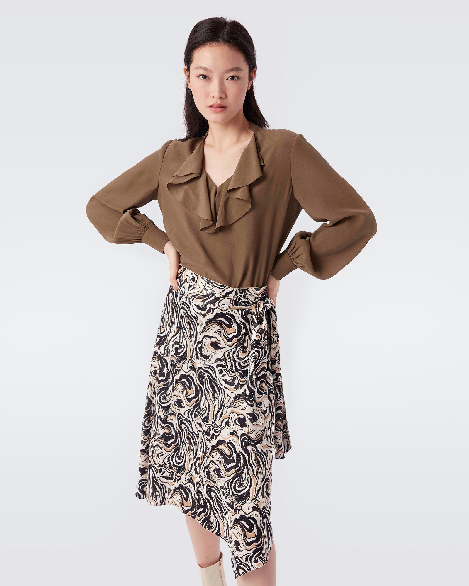 Astoria Jacquard Asymmetrical Wrap Skirt