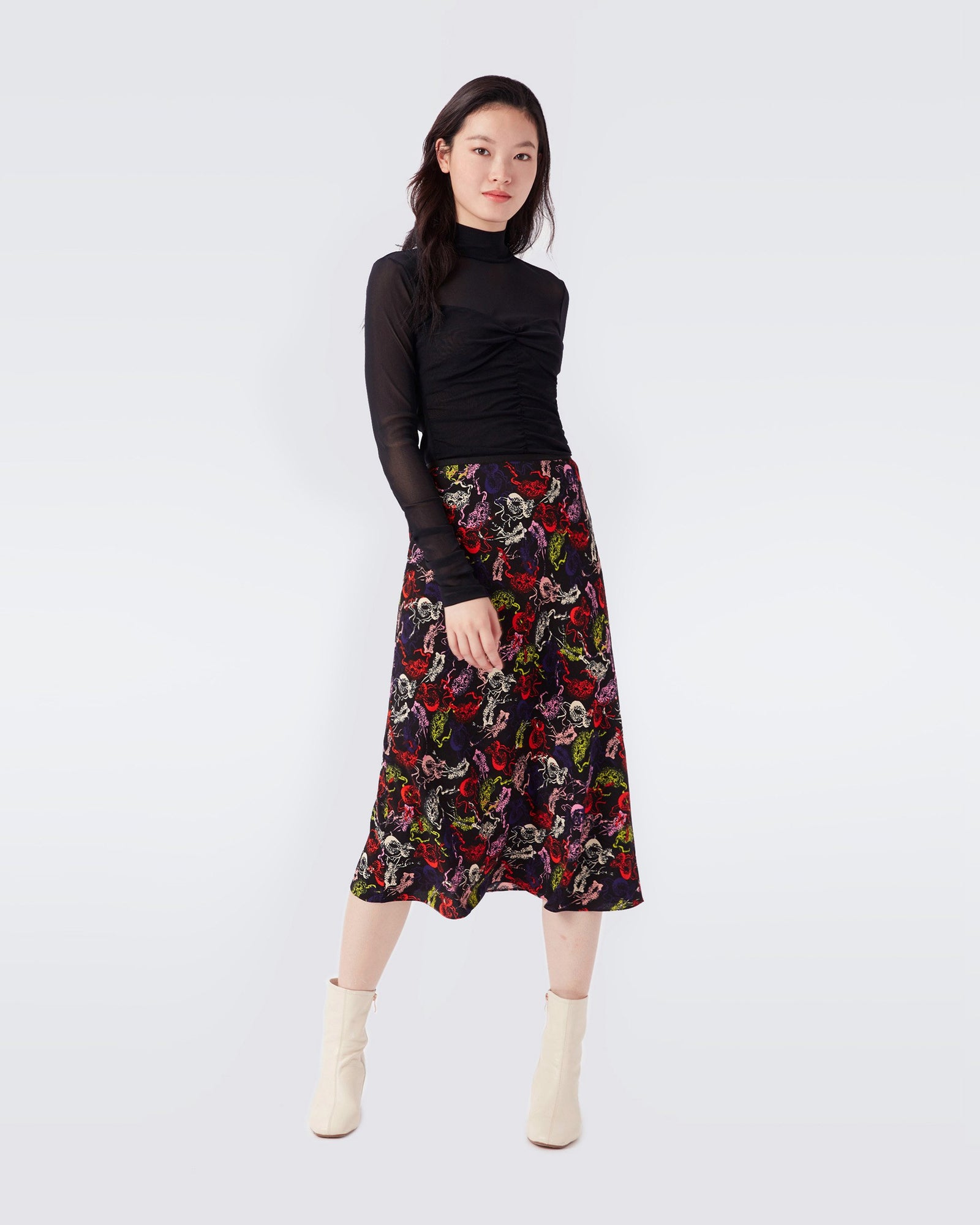DVF Mae Midi Skirt in Masks 