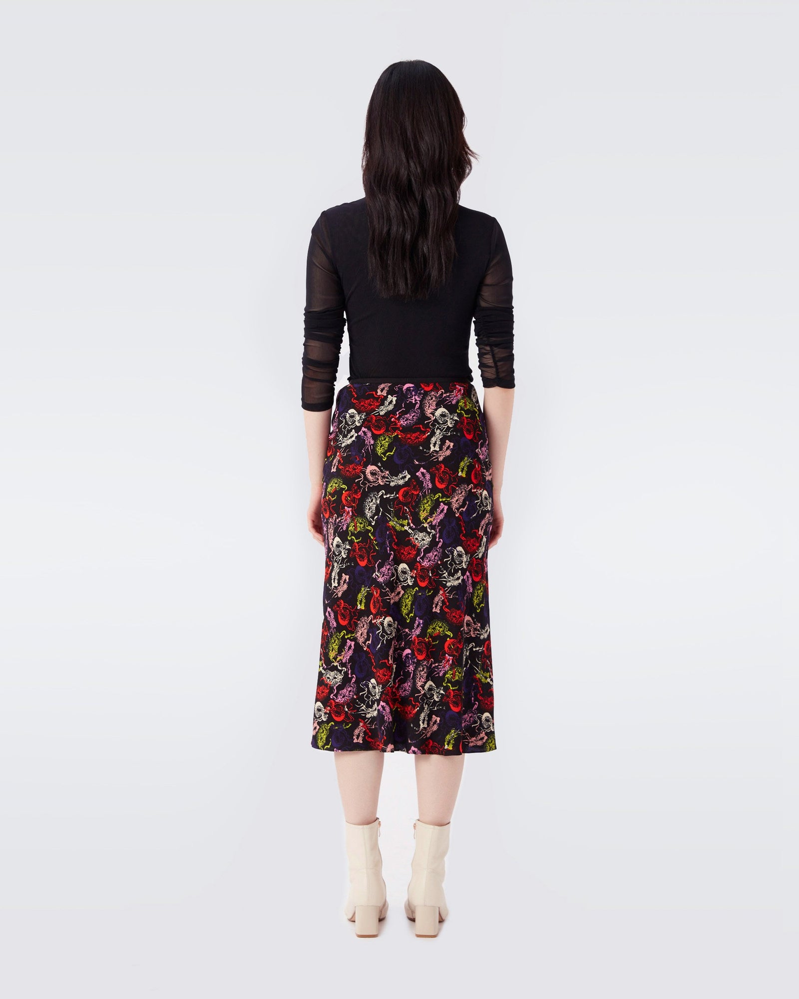 DVF Mae Midi Skirt in Masks _Back