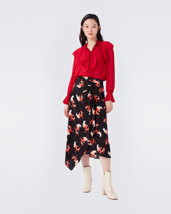 Brighton Asymmetrical Vintage Crepe Skirt In Dancers