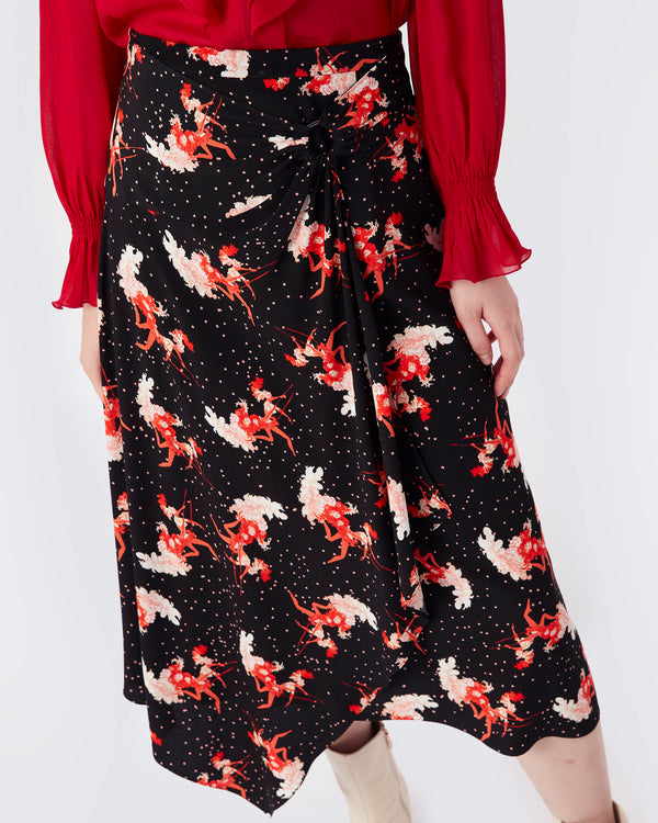 Brighton Asymmetrical Vintage Crepe Skirt In Dancers