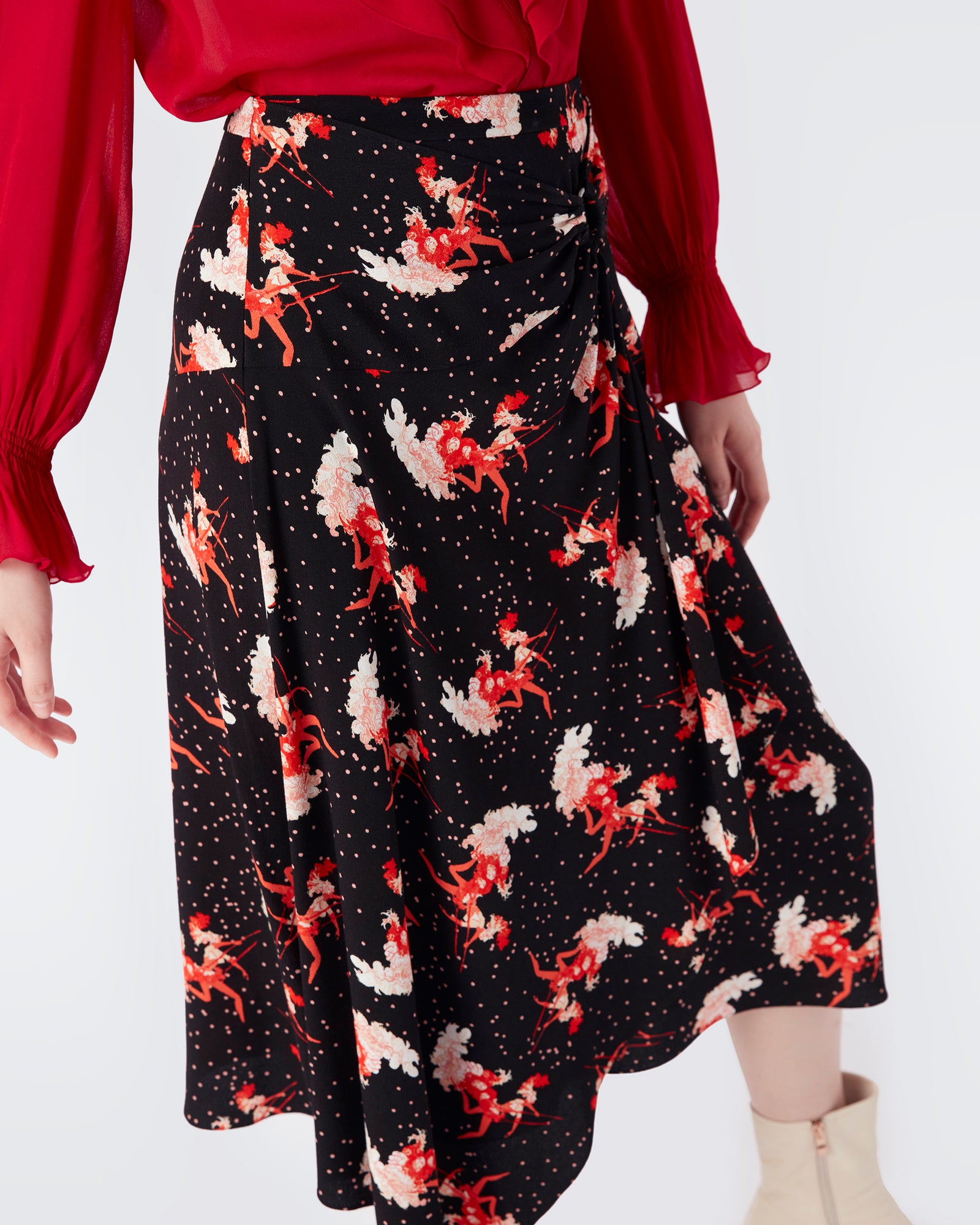 Brighton Asymmetrical Vintage Crepe Skirt In Dancers
